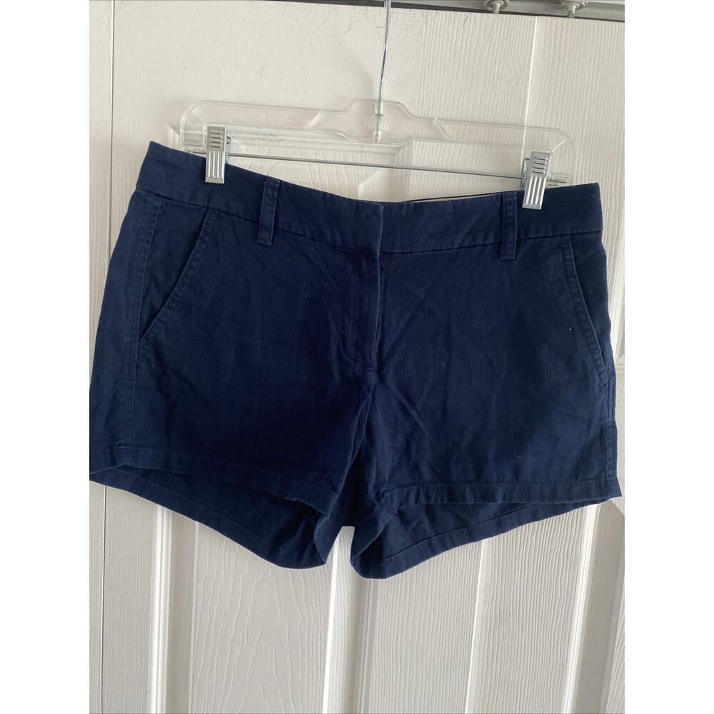 J.Crew Chino Shorts Womens Size 6‎ Navy Blue Cotton Preppy Coastal Summer Casual